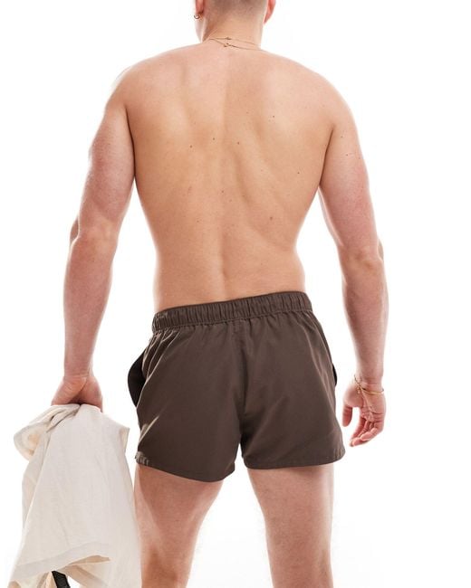 Pantaloncini da bagno taglio super corto marroni di ASOS in Brown da Uomo