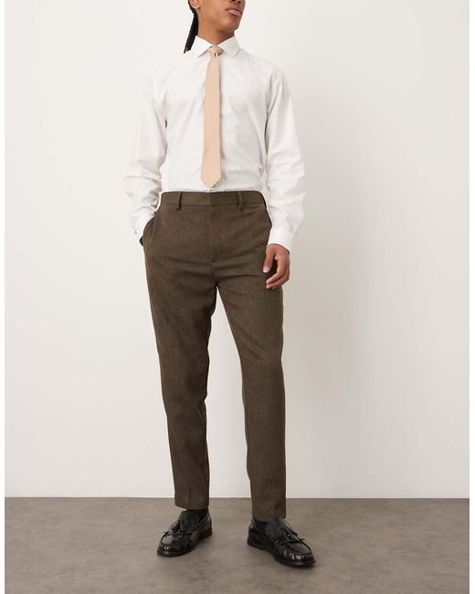 ASOS Natural Tailored Tapered Trouser With Half Elastic Waistband for men