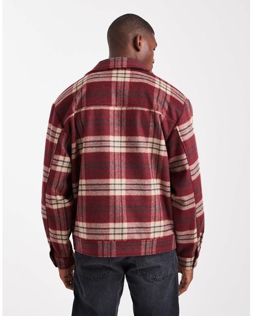 ASOS Red Wool Look Harrington Jacket for men