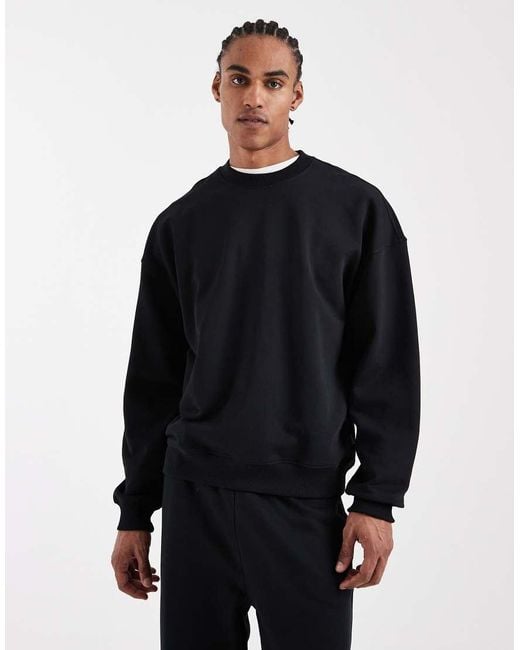 Only & Sons Blue Premium 400gsm Heavyweight Oversized Fit Crew Neck Sweatshirt Co-ord for men