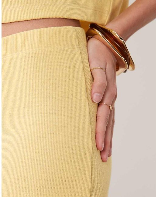 Miss Selfridge Natural Wide Leg Soft Rib Trouser Co-ord