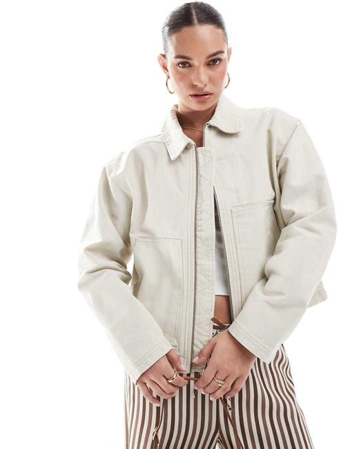Pull&Bear Oversized Jack Van Canvas in het Natural