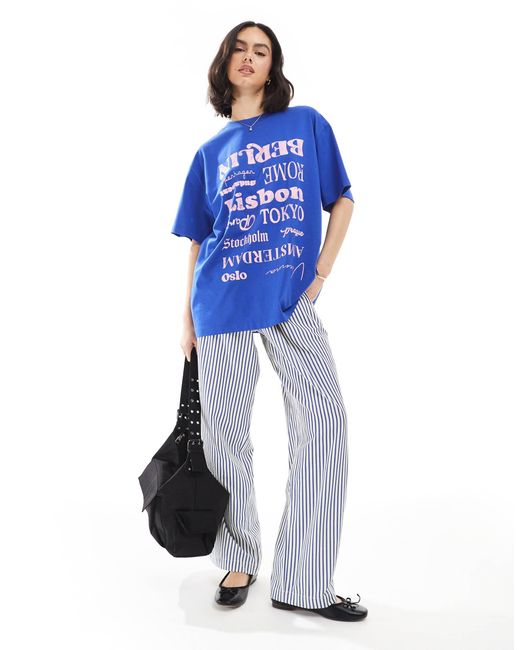 T-shirt oversize avec imprimé lieux ASOS en coloris Blue