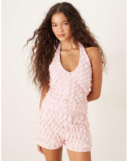 ASOS Pink Mix & Match Ruffle Halter Neck Top
