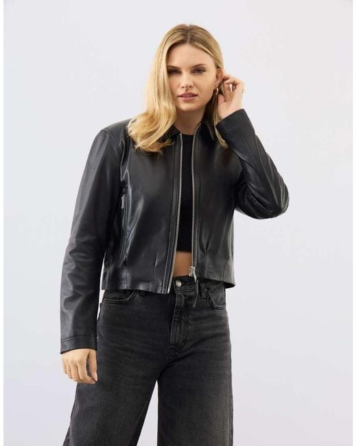 Bolongaro Trevor Gray Real Leather Flora Bomber