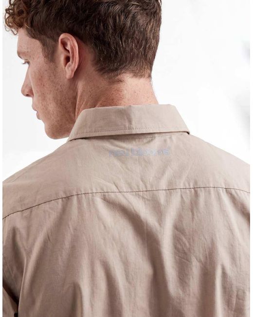 ASOS Natural Relaxed Quarter Zip Shirt for men