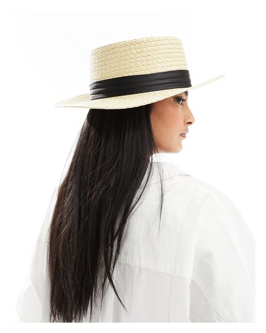ASOS White Straw Boater Hat With Black Band