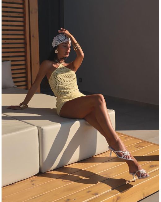 SIMMI Natural Crochet Knit Mini Shorts