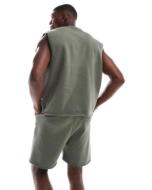 ASOS Pyjamaset Van Hemdje En Short Met Onafgewerkte Zoom in het Green voor heren