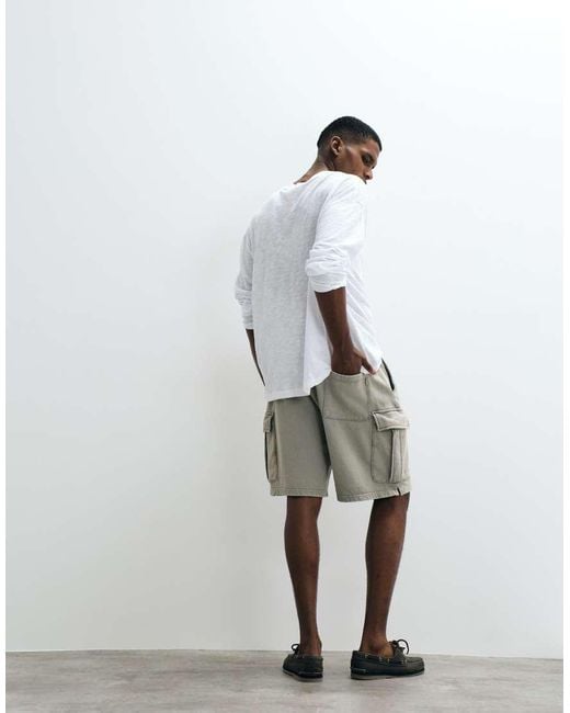 Only & Sons White Cargo Sweat Short for men