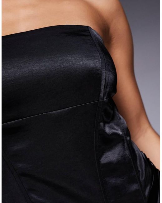 Wanderdoll Black Luna Top Satin Bandeau Corset Top Co-ord
