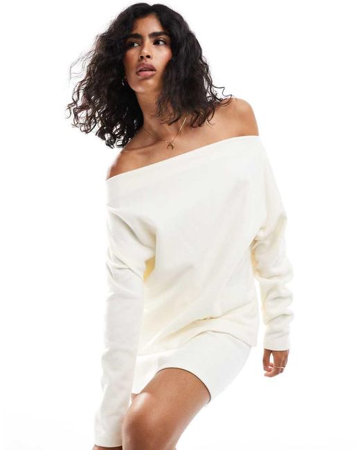 ASOS White Supersoft Slouchy One Shoulder Jumper