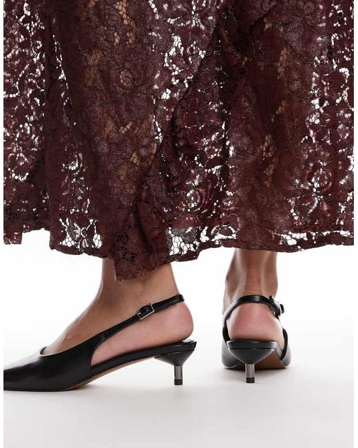 TOPSHOP Purple Ellie Slingback Mid Heel Court Shoes