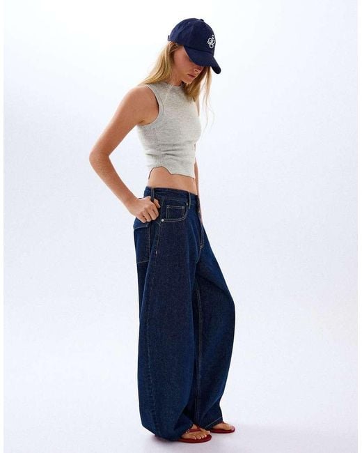 Bershka Blue Sleeveless Knit Top