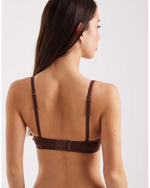 ASOS Brown Moulded Non Wired Padded Bra With Charm Detail And Embossed Straps