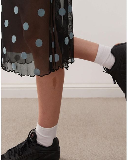 Collusion Natural Polka Dot Sheer Mesh Skirt