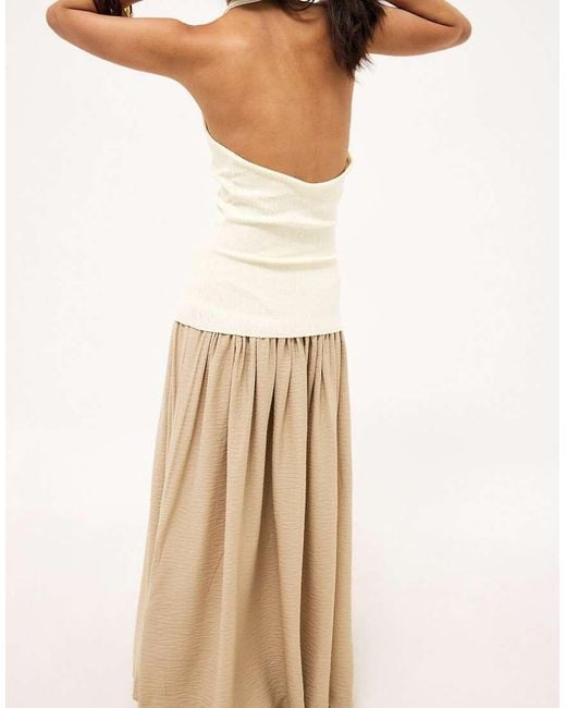 NA-KD Natural Halterneck Jersey Maxi Dress