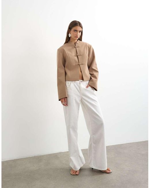 TOPSHOP White Mandarin Collar Blazer