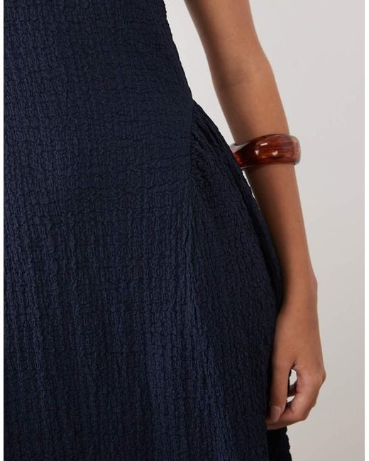Vila Blue Jacquard Jersey Cami Midi Dress With Waist Details