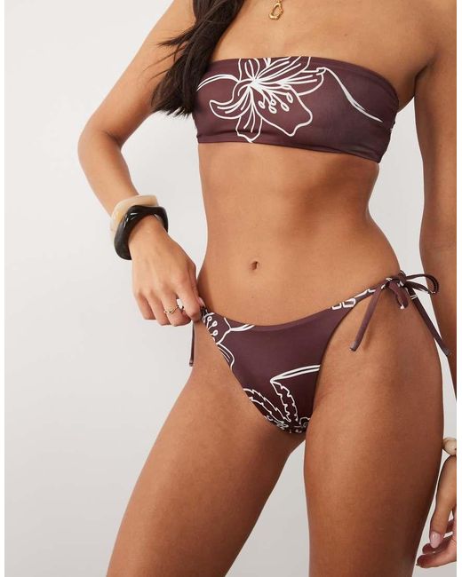 ASOS Brogan Bikinislip Met Strik Aan De Zijkant in het Brown