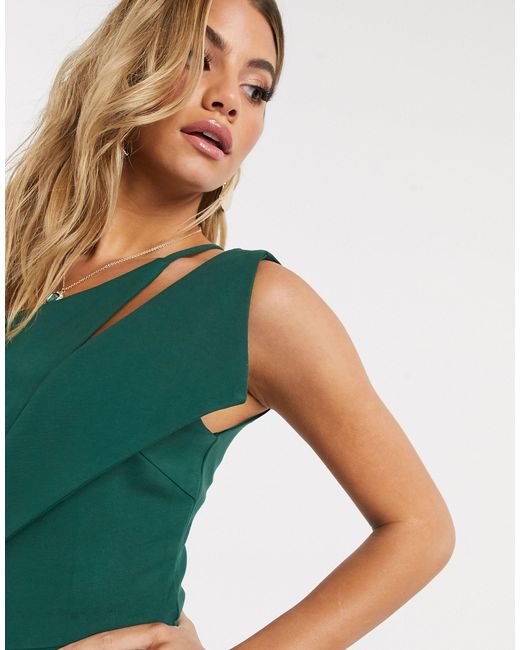 Lavish Alice Pink Dress Lavish Alice One Shoulder Cutout Midi Wrap Dress In  Green Lyst