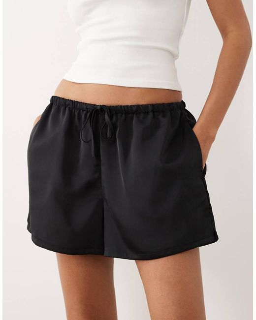 Gina Tricot Natural Satin Drawstring Shorts