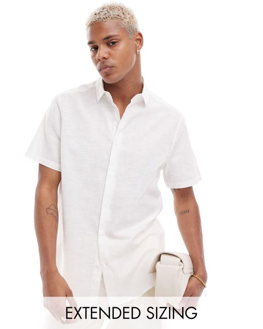 Chemise classique habillée en lin mélangé ASOS pour homme en coloris White