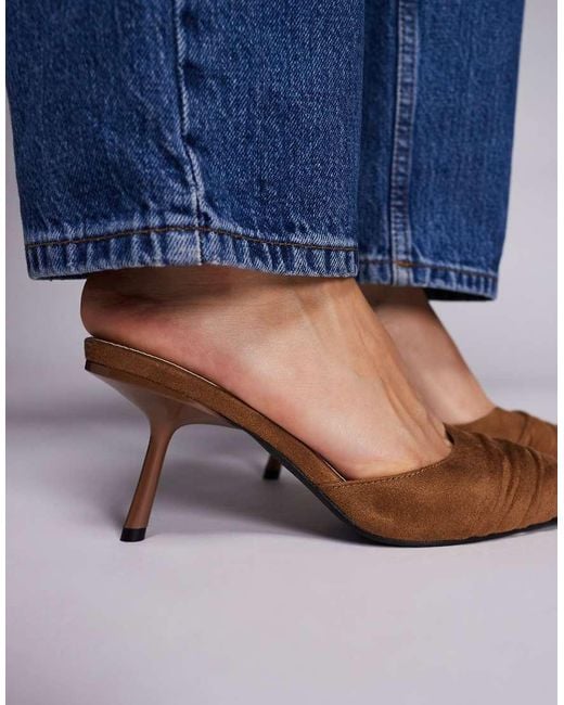 Public Desire Blue Apricot Heeled Mules
