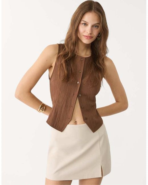 Gonna Pantalone Écru Con Spacco Laterale di Stradivarius in Natural