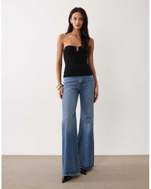 Abercrombie & Fitch Blue Bandeau Top With Structured Hardware Detail