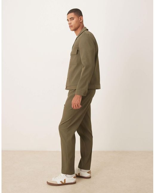 ASOS Natural Tapered Smart Co-ord Pull On Trousers for men