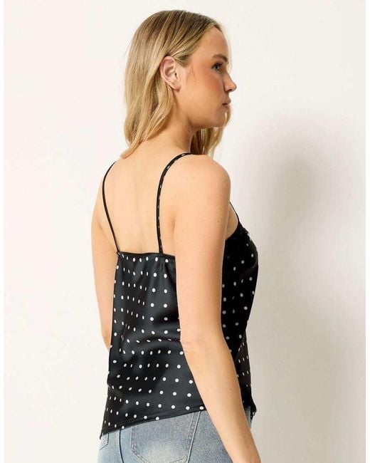 Long Tall Sally Blue Polka Dot Asymmetric Lace Cami Top