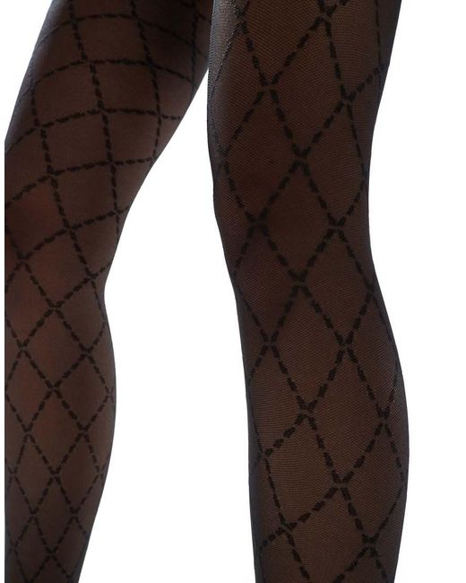 Lindex 40 Denier Panty Van Mesh Met Argyle-Ruit in het Black