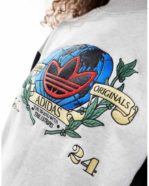 adidas Originals Embroidered Sweatshirt in Grey Lyst UK