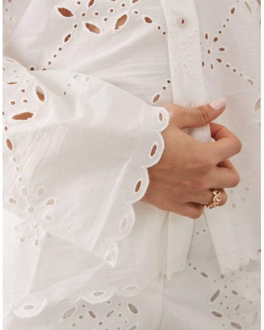 River Island Natural Cutwork Poplin Shirt