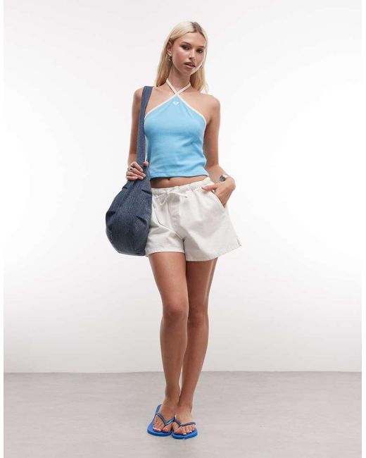 Roxy Blue Beach Halter Crop Top