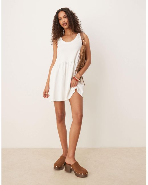 ASOS Gray Ruched Scoop Smock Mini Dress