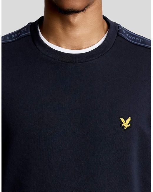 Lyle & Scott Blue Mid Layers Jacquard Tape Crew Neck for men