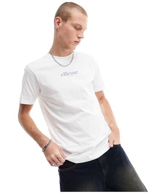 Camiseta blanca con estampado gráfico trasero floresce Ellesse de hombre de color White