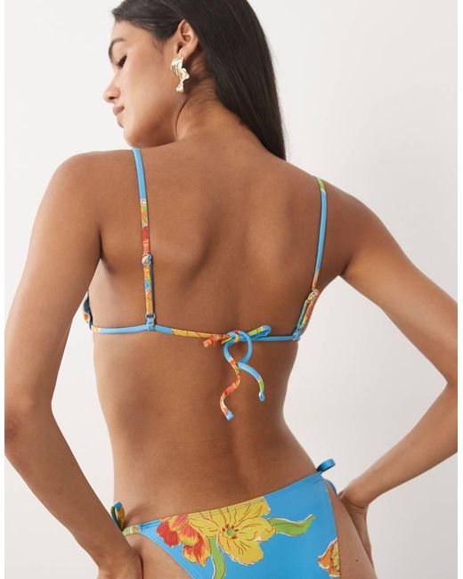 ASOS Blue Harper Lettuce Edge Triangle Bikini Top