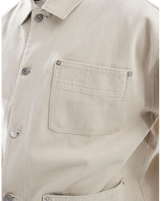 ASOS Natural Washed Twill Worker Jacket for men