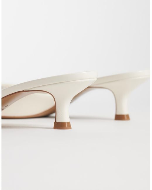 Mango White Heeled Mules