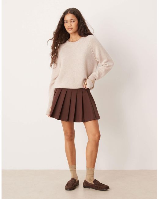 ASOS Natural Pleated Mini Skirt