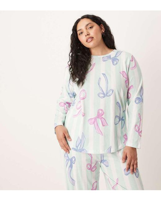 ASOS White Asos Design Curve Long Sleeve Top & Pants Pajama Set