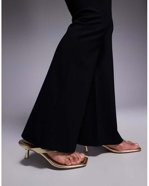 ASOS Black Asos Design Curve Premium Ponte Flare Trouser With Tailored Waistband