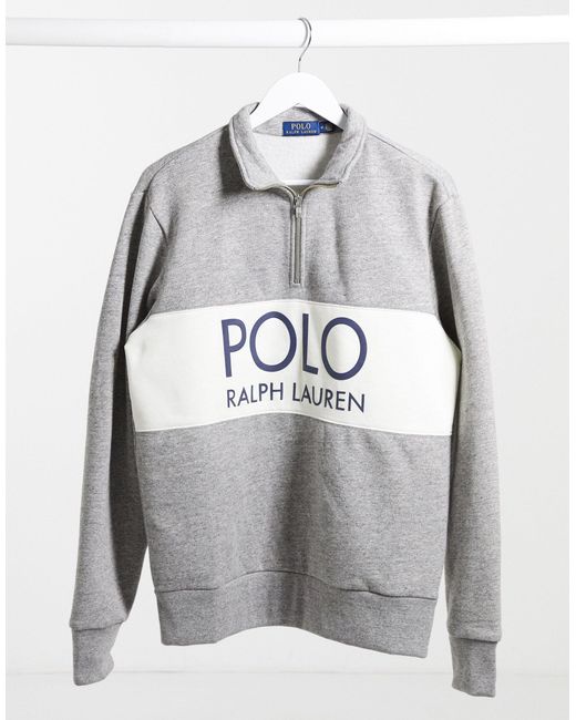 Polo Ralph Lauren Gray X Asos Exclusive Collab Half Zip Sweatshirt for men