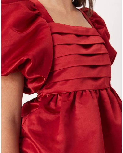 Nobody's Child Red Nova Puff Sleeve Top
