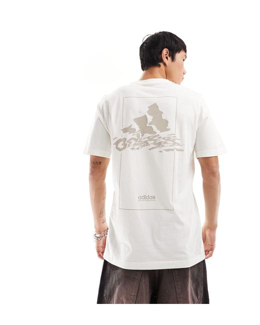 Camiseta hueso con estampado gráfico en la espalda Adidas Originals de hombre de color White