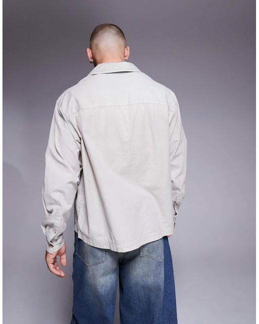 ASOS Gray Oversized Overhead Poplin Shirt for men