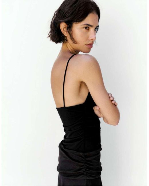 Pull&Bear Black Strappy Cut-Out Bodysuit With Appliques